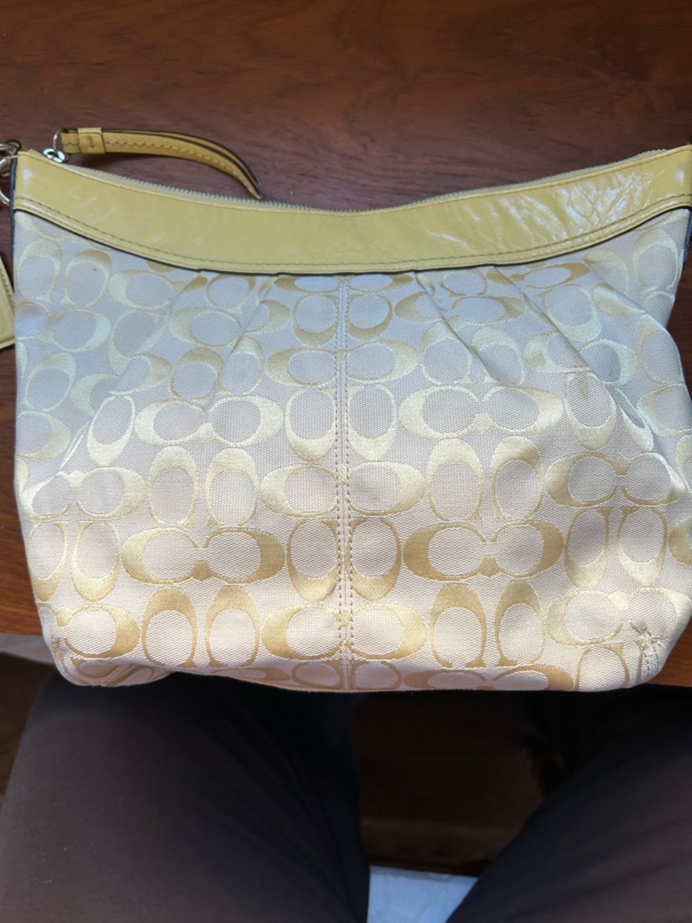💛 Vintage Y2K Coach Optic Signature Solo Hobo Bag - Butter Yellow 💛